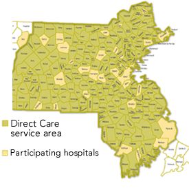 Map of Direct Care service area and network providers